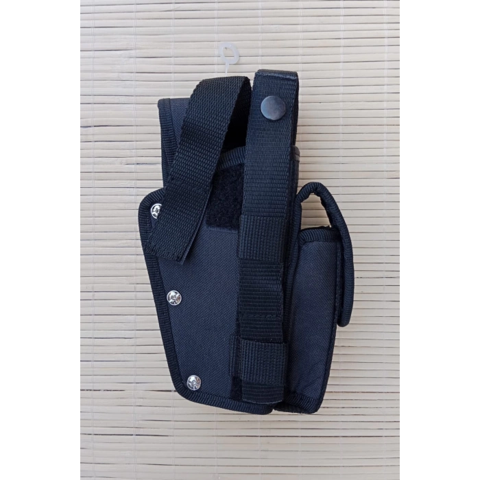 sag el siyah renkli cift emniyetli sarjorluklu airsoft palaskaya kemere gecirmeli impertex silah kilifi