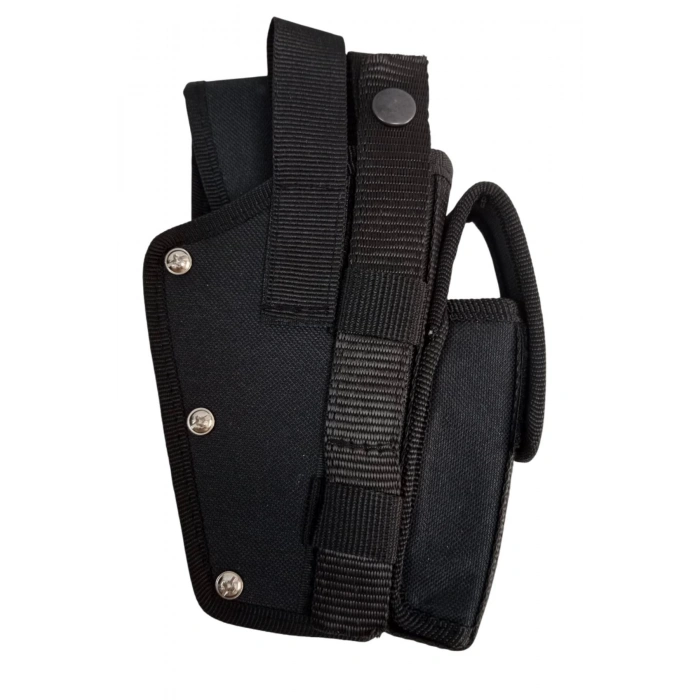 sag el siyah renkli cift emniyetli sarjorluklu airsoft palaskaya kemere gecirmeli impertex silah kilifi