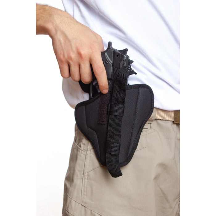 sag el siyah renkli cift emniyetli tam kelebek airsoft palaskaya kemere gecirmeli impertex silah kilifi