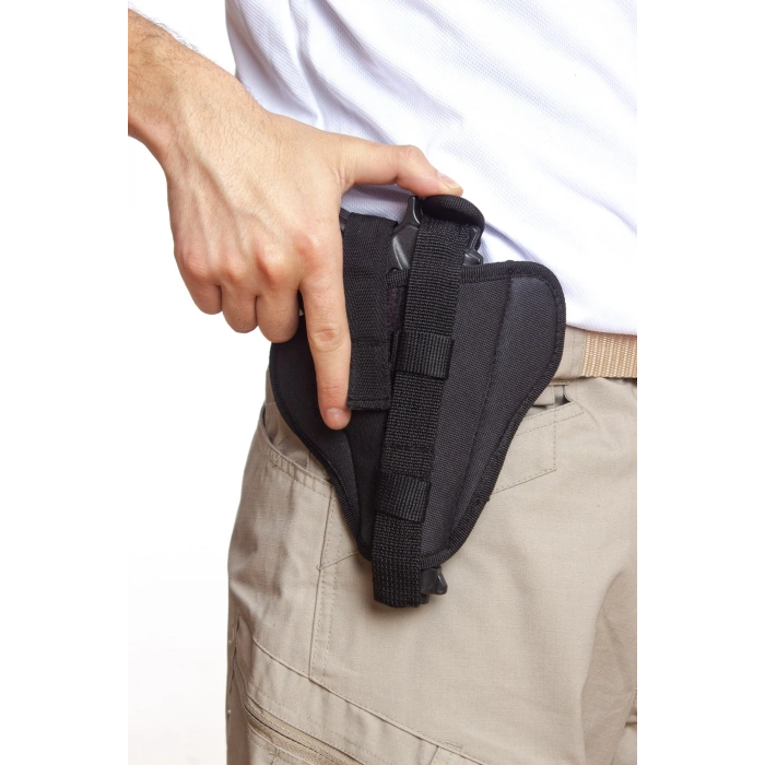 sag el siyah renkli cift emniyetli tam kelebek airsoft palaskaya kemere gecirmeli impertex silah kilifi