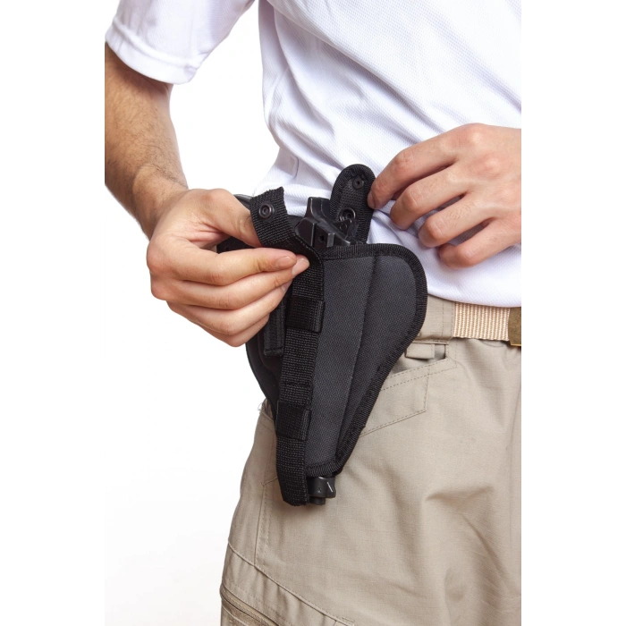 sag el siyah renkli cift emniyetli tam kelebek airsoft palaskaya kemere gecirmeli impertex silah kilifi