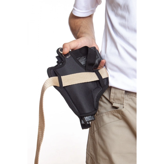 sag el siyah renkli cift emniyetli tam kelebek airsoft palaskaya kemere gecirmeli impertex silah kilifi