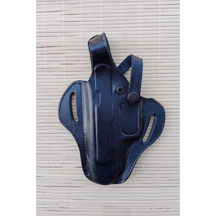 Sag El Siyah Renkli Hakiki Deri Tam Kelebek Tek Emniyetli Universal Palaskaya Kemere Gecirmeli Silah Kilifi