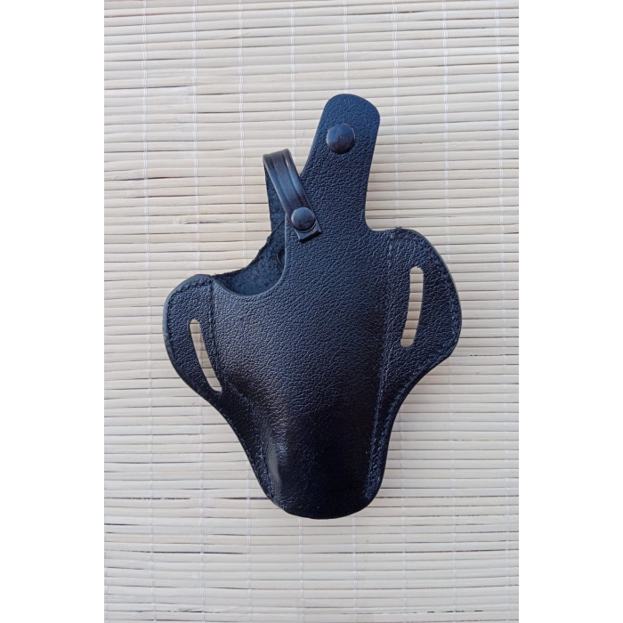 Sag El Siyah Renkli Hakiki Deri Tam Kelebek Tek Emniyetli Universal Palaskaya Kemere Gecirmeli Silah Kilifi