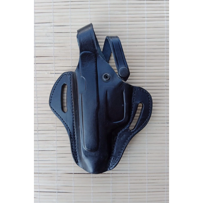 sol el siyah renkli hakiki deri tam kelebek tek emniyetli universal palaskaya kemere gecirmeli sar 9 silah kilif