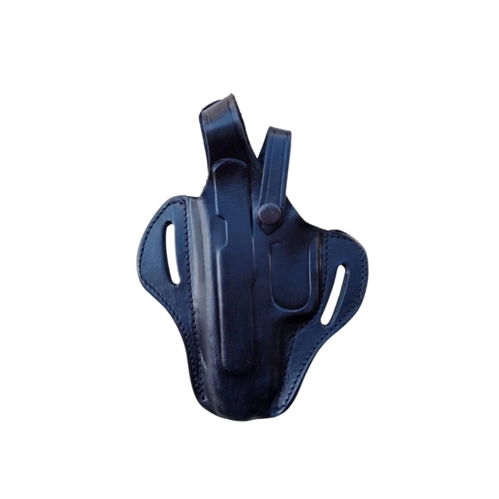 Sag El Siyah Renkli Hakiki Deri Tam Kelebek Tek Emniyetli Universal Palaskaya Kemere Gecirmeli Silah Kilifi