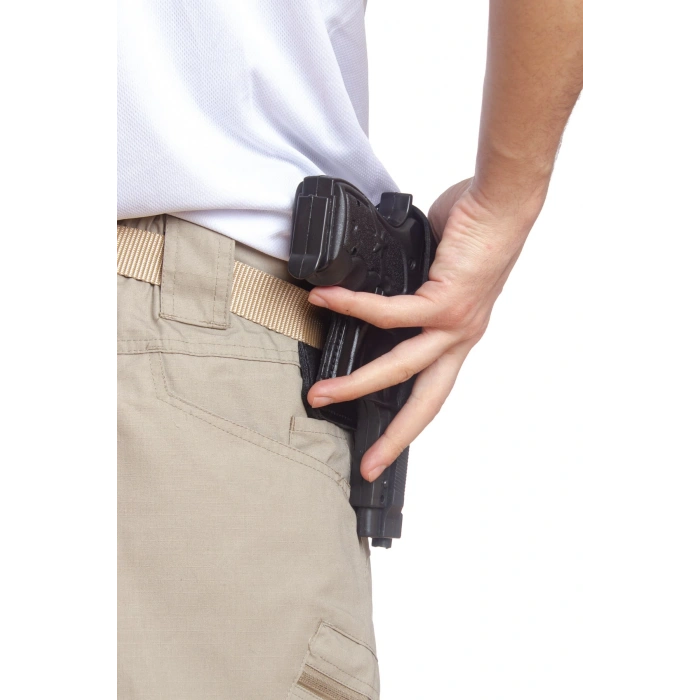 Sag El Siyah Renkli Hakiki Deri Tek Emniyetli Universal Airsoft Palaskaya Kemere Gecirmeli Kase Silah Kilifi