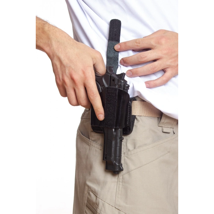 Sag El Siyah Renkli Hakiki Deri Tek Emniyetli Universal Airsoft Palaskaya Kemere Gecirmeli Kase Silah Kilifi