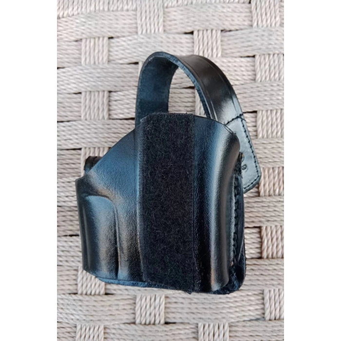 Sag El Siyah Renkli Hakiki Deri Tek Emniyetli Universal Airsoft Palaskaya Kemere Gecirmeli Kase Silah Kilifi