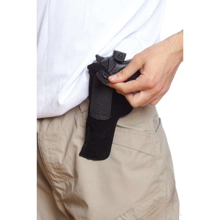 sag el siyah renkli suet ic dis masali tek emniyetli ic dis tasima palaskaya kemere gecirmeli silah kilifi