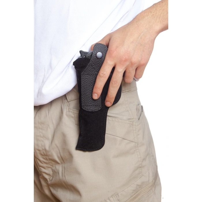 sag el siyah renkli suet ic dis masali tek emniyetli ic dis tasima palaskaya kemere gecirmeli silah kilifi