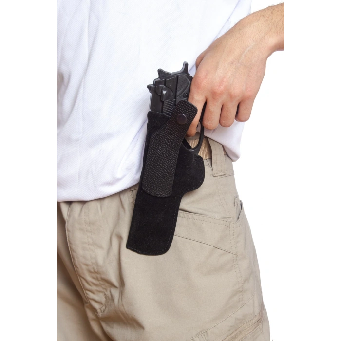 sag el siyah renkli suet ic dis masali tek emniyetli ic dis tasima palaskaya kemere gecirmeli silah kilifi