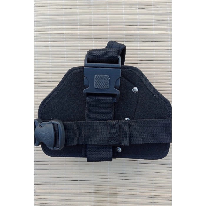 sag el siyah renkli tek baglantili sarjorluklu airsoft palaskaya kemere gecirmeli impertex bacak silah kilifi