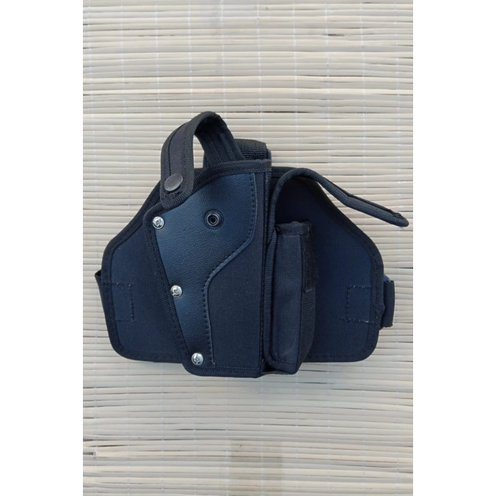 sag el siyah renkli tek baglantili sarjorluklu airsoft palaskaya kemere gecirmeli impertex bacak silah kilifi