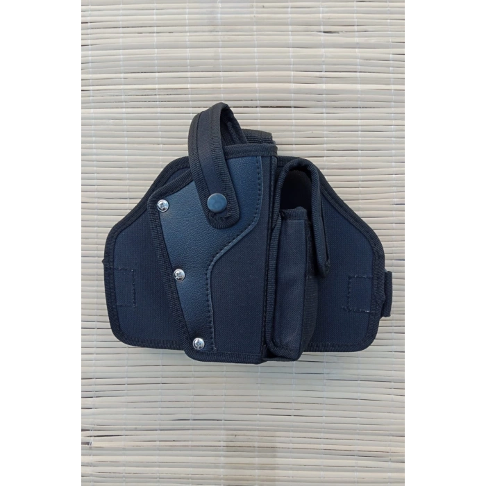 sag el siyah renkli tek baglantili sarjorluklu airsoft palaskaya kemere gecirmeli impertex bacak silah kilifi