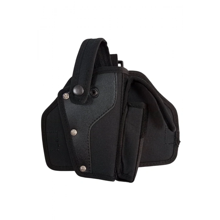 sag el siyah renkli tek baglantili sarjorluklu airsoft palaskaya kemere gecirmeli impertex bacak silah kilifi