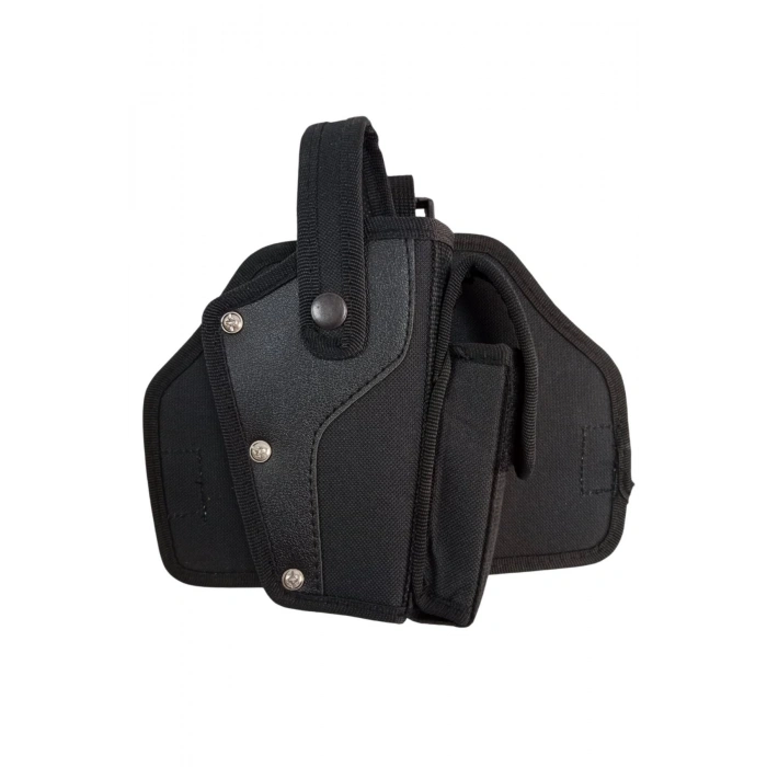 sag el siyah renkli tek baglantili sarjorluklu airsoft palaskaya kemere gecirmeli impertex bacak silah kilifi