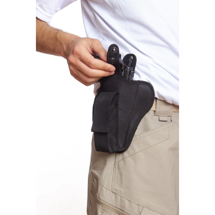 sag el siyah renkli tek emniyetli sarjorluklu tam kelebek airsoft palaskaya kemere gecirmeli impertex silah kilifi