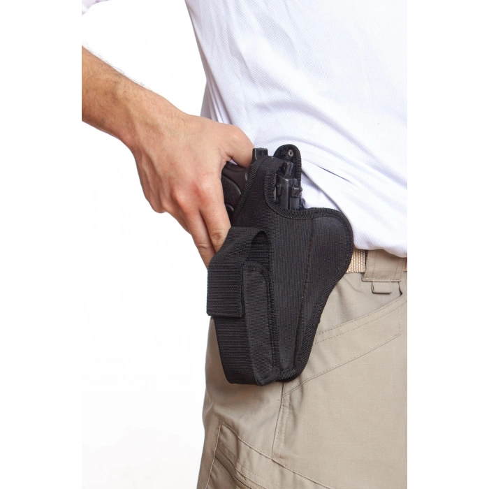 sag el siyah renkli tek emniyetli sarjorluklu tam kelebek airsoft palaskaya kemere gecirmeli impertex silah kilifi