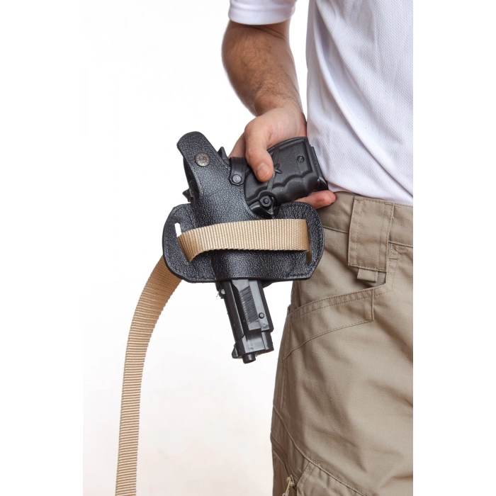 sag el siyah renkli tek emniyetli universal kaliteli palaskaya kemere gecirmeli yarim kelebek hakiki deri silah kilifi