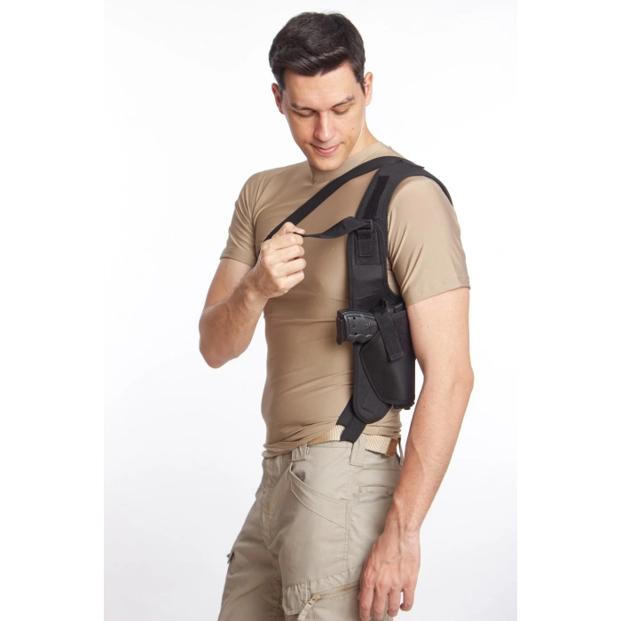 Sag El Tekli Siyah Renkli ozel Üretim Ayarlamali Emniyetli Lastikli Universal impertex Koltukalti Silah Kilifi