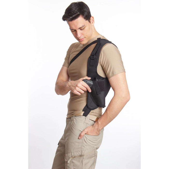 Sag El Tekli Siyah Renkli ozel Üretim Ayarlamali Emniyetli Lastikli Universal impertex Koltukalti Silah Kilifi