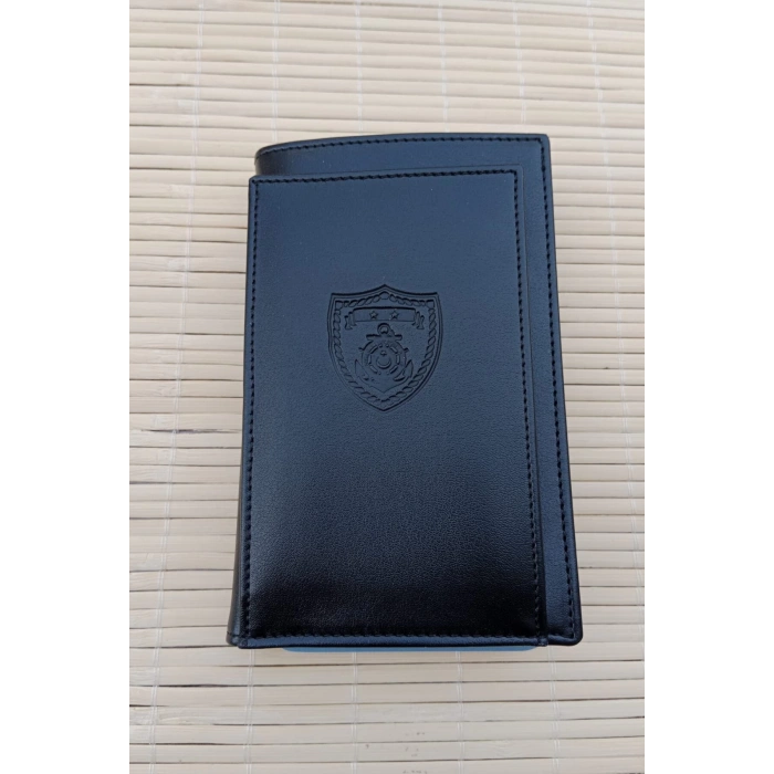 Sahil Guvenlik Amblemli Soguk Baskili ozel Tasarim Cengiz Pakel Hakiki Deri Bloknot