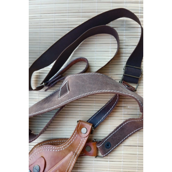 Sag El Kahverengi Renkli Hakiki Deri Tekli Koltukalti Sar 9 Silah Kilifi