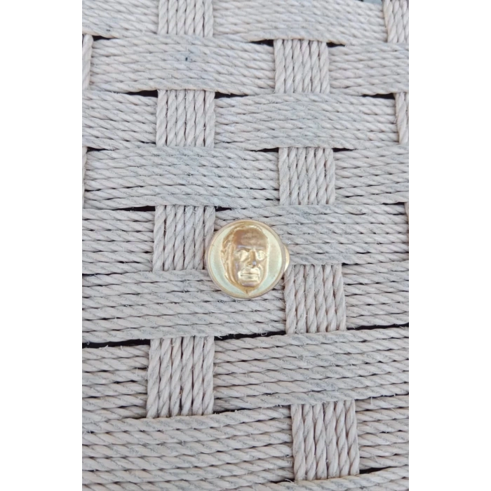 Sari Dokum Ataturk kabartma siluetli yuvarlak ceket yaka ignesi yaka rozeti