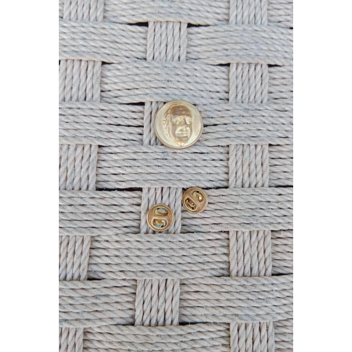 Sari Dokum Ataturk kabartma siluetli yuvarlak ceket yaka ignesi yaka rozeti