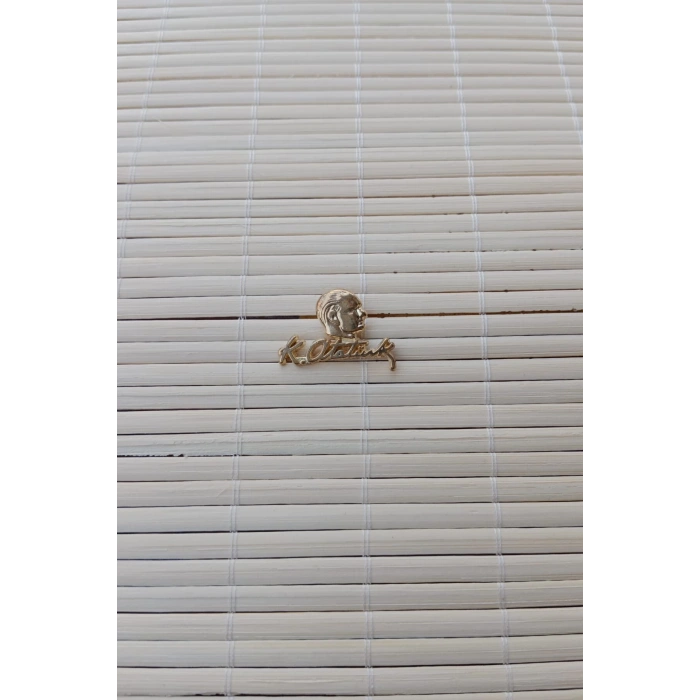 sari renkli ataturk siluetli imzali ceket yaka ignesi yaka rozeti