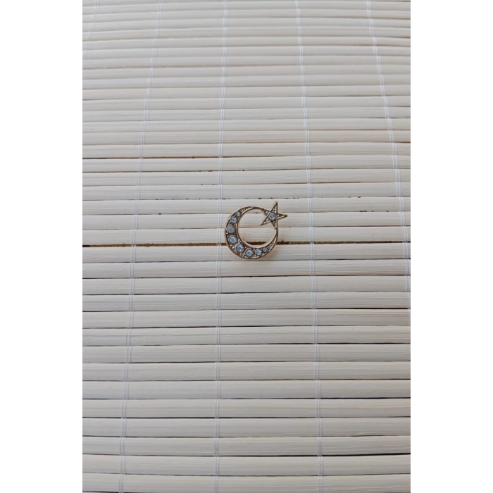 sari renkli beyaz tasli ayyildiz ceket yaka ignesi yaka rozeti