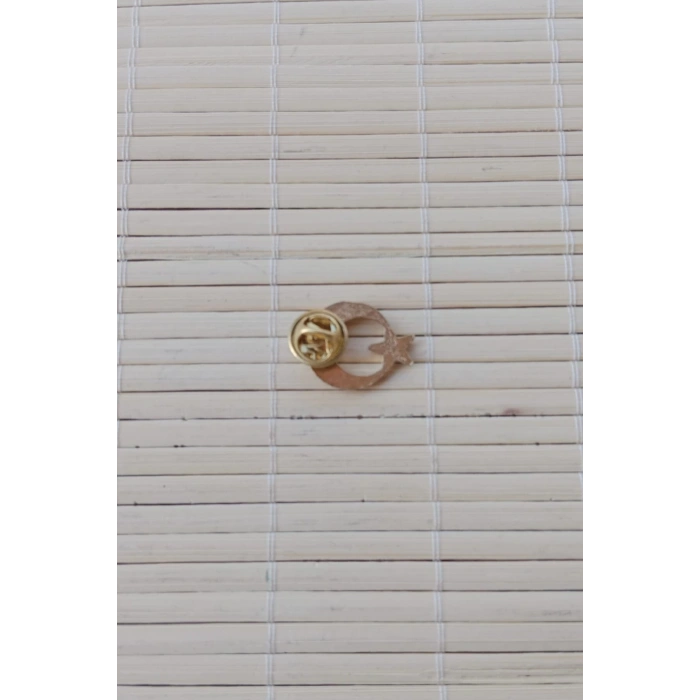 sari renkli beyaz tasli ayyildiz ceket yaka ignesi yaka rozeti