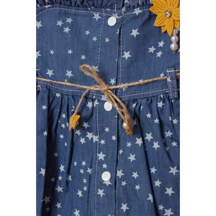 sari renkli cicek broslu citcitli etek vual brode ici astarli cicek aksesuarli kiz cocuk kot gomlek elbise