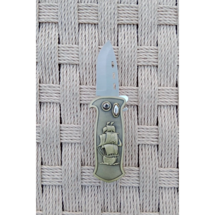 Sari Renkli Kabartmali Cok Fonksiyonlu Korsan Gemisi Modelli Emniyetli Dugmeli Bicakli Purmuz Cakmak