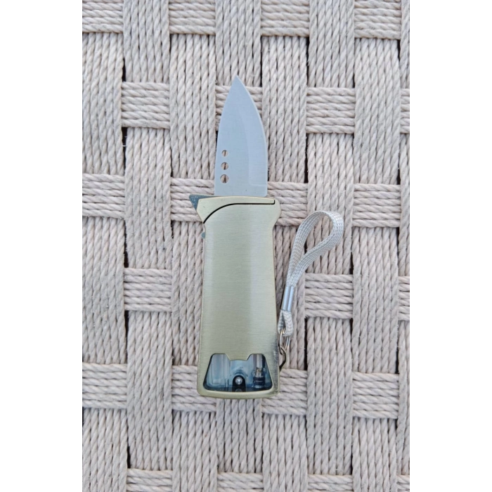 Sari Renkli Kabartmali Cok Fonksiyonlu Siddetli Kartal Modelli Emniyetli Dugmeli Bicakli Purmuz Cakmak