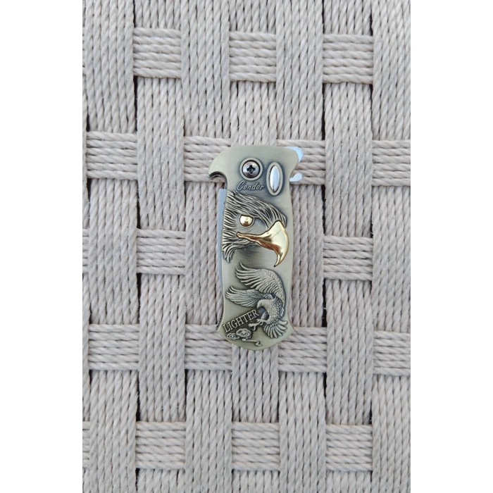 Sari Renkli Kabartmali Cok Fonksiyonlu Tepeli Akbaba Modelli Emniyetli Dugmeli Bicakli Purmuz Cakmak