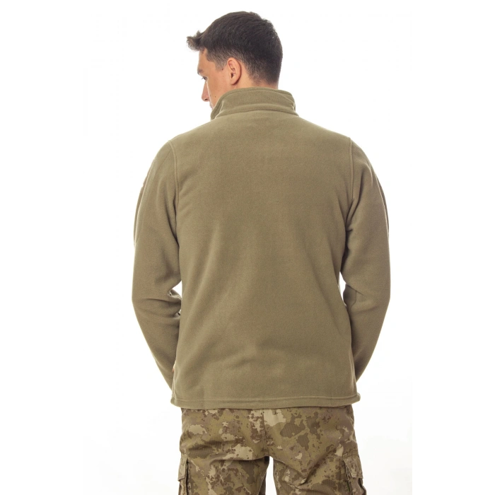 sedef yesili haki renkli 5 cepli tam fermuarli uzun kollu bato yaka soguk gecirmez mont polar