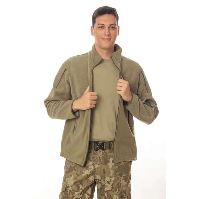 sedef yesili haki renkli 5 cepli tam fermuarli uzun kollu bato yaka soguk gecirmez mont polar