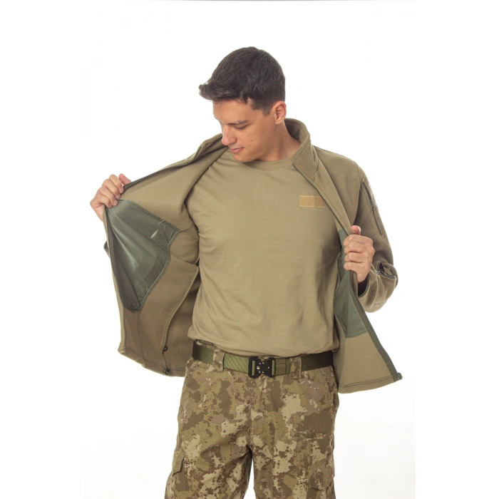 sedef yesili haki renkli 5 cepli tam fermuarli uzun kollu bato yaka soguk gecirmez mont polar