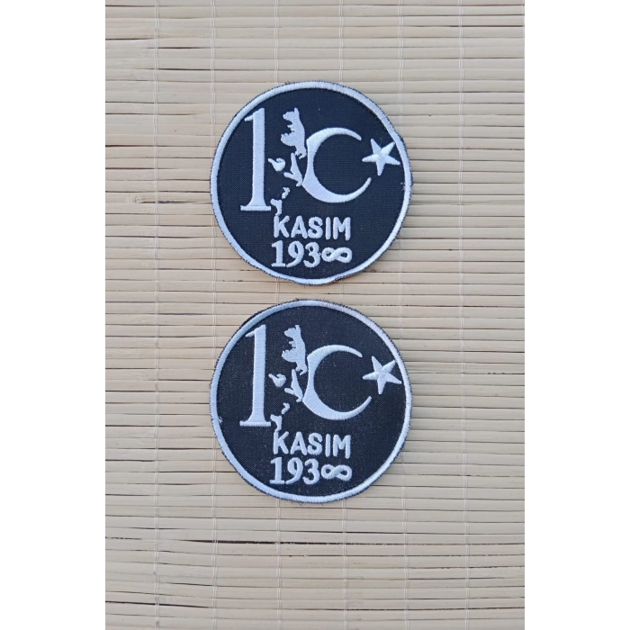 siyah beyaz renkli 10 kasim 1938 ataturk siluetli nakis islemeli arma pec patch