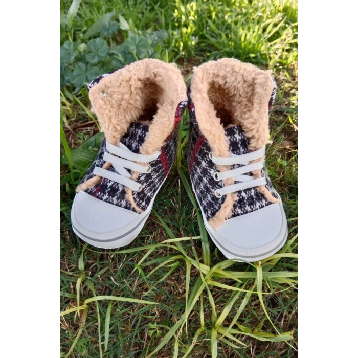 siyah kirmizi renkli converse model ici polarli organik unisex cocuk bebek ilkadim bagcikli patik sneaker casual ayakkabi