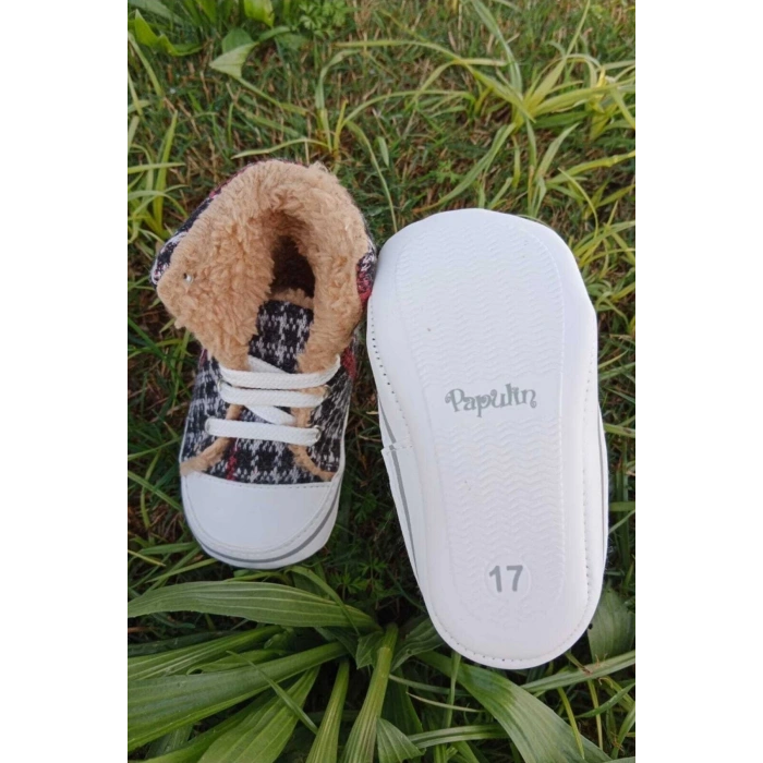 siyah kirmizi renkli converse model ici polarli organik unisex cocuk bebek ilkadim bagcikli patik sneaker casual ayakkabi