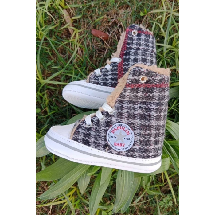 siyah kirmizi renkli converse model ici polarli organik unisex cocuk bebek ilkadim bagcikli patik sneaker casual ayakkabi