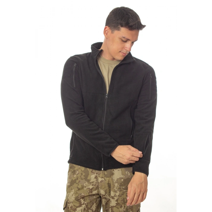 siyah renkli 5 cepli tam fermuarli uzun kollu bato yaka soguk gecirmez polar mont