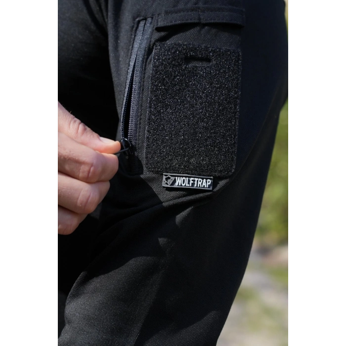 siyah renkli beldaran model cepli uzun kollu polo yakali dugmeli operasyon taktik tisort