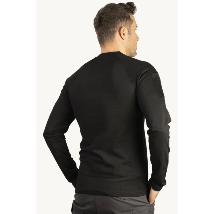 siyah renkli belderan model cepli uzun kollu bisiklet yakali operasyon taktik tisort