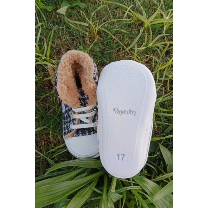 siyah renkli converse model ici polarli organik unisex cocuk bebek ilkadim bagcikli patik sneaker casual ayakkabi