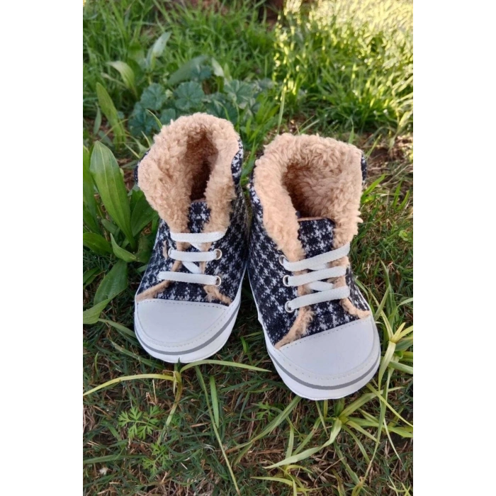 siyah renkli converse model ici polarli organik unisex cocuk bebek ilkadim bagcikli patik sneaker casual ayakkabi
