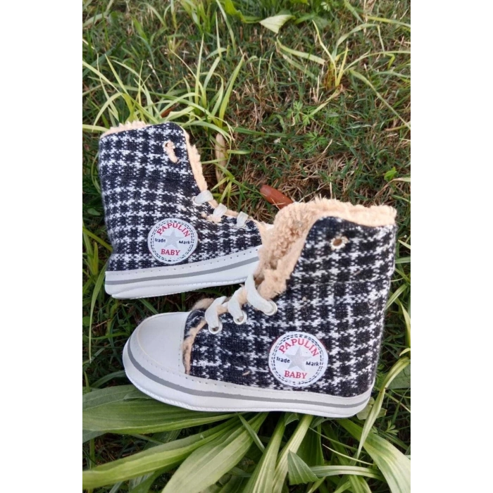 siyah renkli converse model ici polarli organik unisex cocuk bebek ilkadim bagcikli patik sneaker casual ayakkabi